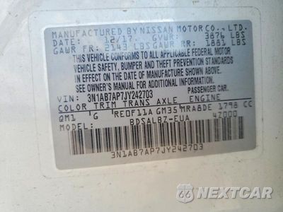 Zdjęcie 13 z 13 samochodu: 2018 NISSAN SENTRA S VIN:3N1AB7AP7JY242703 - miniatura