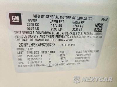 Zdjęcie 14 z 14 samochodu: 2015 CHEVROLET EQUINOX LTZ VIN:2GNFLHEK4F6290762 - miniatura