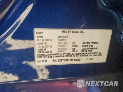 Zdjęcie 14 z 14 samochodu: 2022 TESLA MODEL Y VIN:7SAYGAEE3NF493127 - miniatura