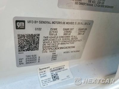 Zdjęcie 13 z 13 samochodu: 2022 GMC SIERRA K1500 ELEVATION-L VIN:3GTPUJEK9NG638396 - miniatura