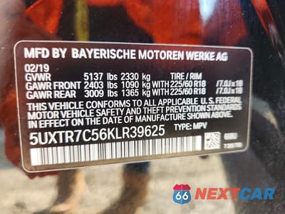 Zdjęcie 13 z 13 samochodu: 2019 BMW X3 SDRIVE30I VIN:5UXTR7C56KLR39625 - miniatura