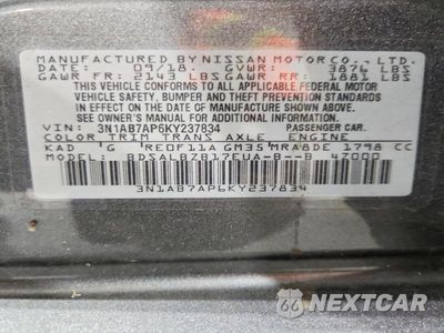 Zdjęcie 12 z 12 samochodu: 2019 NISSAN SENTRA S VIN:3N1AB7AP6KY237834 - miniatura