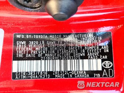 Zdjęcie 12 z 12 samochodu: 2016 TOYOTA COROLLA LE VIN:2T1BURHE7GC693375 - miniatura