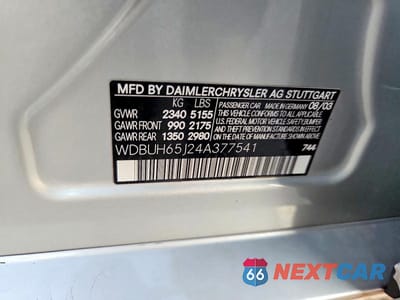 Zdjęcie 12 z 12 samochodu: 2004 MERCEDES-BENZ E 320 VIN:WDBUH65J24A377541 - miniatura