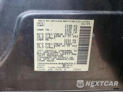 Zdjęcie 12 z 12 samochodu: 2019 NISSAN FRONTIER SV VIN:1N6AD0ERXKN880093 - miniatura