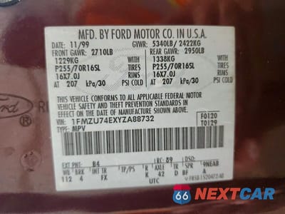 Zdjęcie 14 z 14 samochodu: 2000 FORD EXPLORER EDDIE BAUER VIN:1FMZU74EXYZA88732 - miniatura