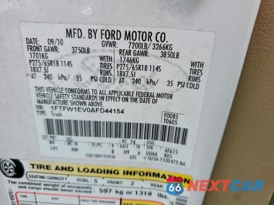 Zdjęcie 12 z 12 samochodu: 2010 FORD F150 SUPERCREW VIN:1FTFW1EV0AFD44154 - miniatura