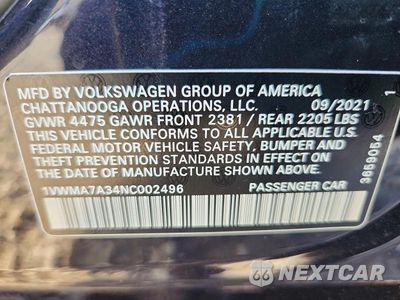 Zdjęcie 12 z 12 samochodu: 2022 VOLKSWAGEN PASSAT R-LINE VIN:1VWMA7A34NC002496 - miniatura