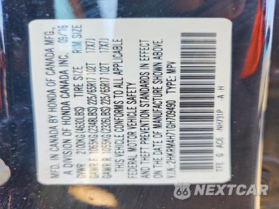 Zdjęcie 14 z 14 samochodu: 2016 HONDA CR-V EXL VIN:2HKRM4H71GH709490 - miniatura