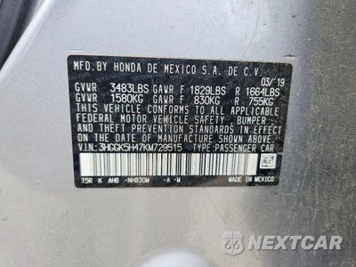 Zdjęcie 12 z 12 samochodu: 2019 HONDA FIT LX VIN:3HGGK5H47KM729515 - miniatura