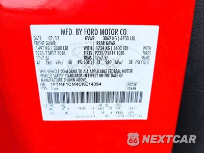 Zdjęcie 12 z 12 samochodu: 2012 FORD F-150 VIN:1FTMF1CM4CKE14394 - miniatura