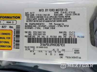Zdjęcie 12 z 12 samochodu: 2017 FORD FUSION SE HYBRID VIN:3FA6P0LU9HR387931 - miniatura