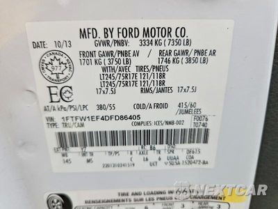Zdjęcie 13 z 13 samochodu: 2013 FORD F150 SUPERCREW VIN:1FTFW1EF4DFD86405 - miniatura