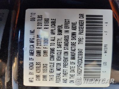 Zdjęcie 12 z 12 samochodu: 2012 HONDA ACCORD LXP VIN:1HGCP2F42CA238947 - miniatura