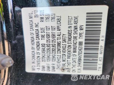 Zdjęcie 13 z 13 samochodu: 2012 HONDA CR-V EXL VIN:2HKRM4H79CH631888 - miniatura