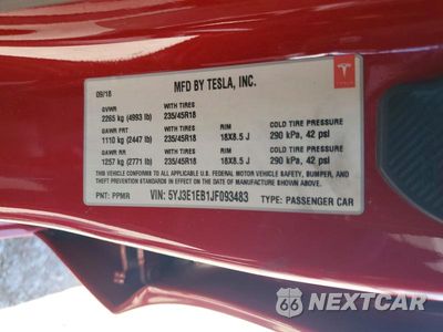 Zdjęcie 14 z 14 samochodu: 2018 TESLA MODEL 3 VIN:5YJ3E1EB1JF093483 - miniatura