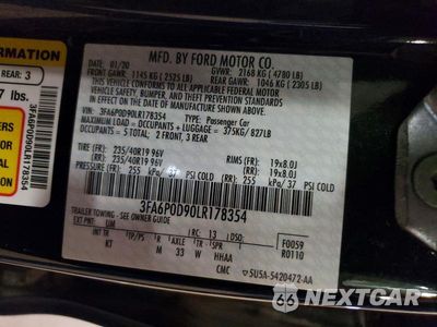 Zdjęcie 12 z 12 samochodu: 2020 FORD FUSION TITANIUM VIN:3FA6P0D90LR178354 - miniatura