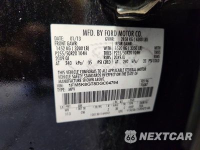 Zdjęcie 13 z 13 samochodu: 2013 FORD EXPLORER SPORT VIN:1FM5K8GT8DGC04794 - miniatura