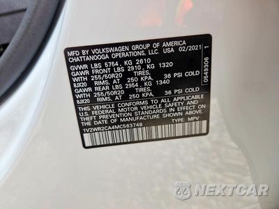 Zdjęcie 13 z 13 samochodu: 2021 VOLKSWAGEN ATLAS SE VIN:1V2WR2CA4MC563748 - miniatura