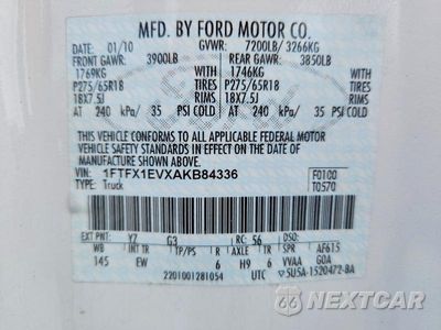 Zdjęcie 12 z 12 samochodu: 2010 FORD F150 SUPER CAB VIN:1FTFX1EVXAKB84336 - miniatura