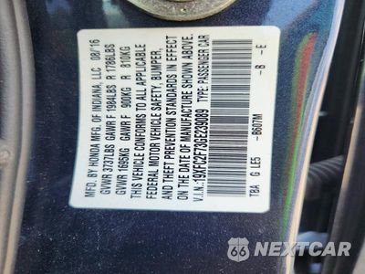 Zdjęcie 12 z 12 samochodu: 2016 HONDA CIVIC EX VIN:19XFC2F73GE239089 - miniatura