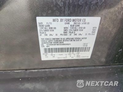 Zdjęcie 13 z 13 samochodu: 2016 FORD EXPLORER LIMITED VIN:1FM5K8F80GGB53521 - miniatura