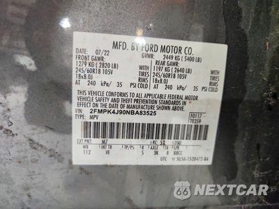 Zdjęcie 13 z 13 samochodu: 2022 FORD EDGE SEL VIN:2FMPK4J90NBA83525 - miniatura