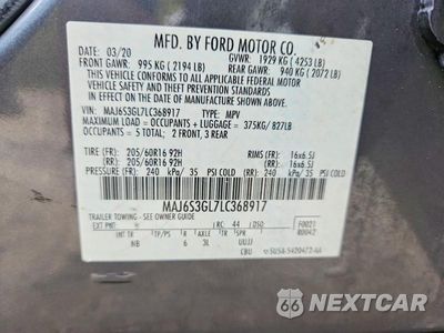 Zdjęcie 13 z 13 samochodu: 2020 FORD ECOSPORT SE VIN:MAJ6S3GL7LC368917 - miniatura