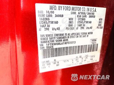 Zdjęcie 13 z 13 samochodu: 2001 FORD F150 SUPERCREW VIN:1FTRW08L61KF51513 - miniatura