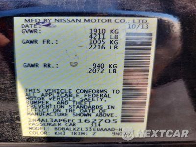 Zdjęcie 13 z 13 samochodu: 2014 NISSAN ALTIMA 2.5 SL VIN:1N4AL3AP6EC162705 - miniatura