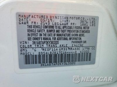 Zdjęcie 12 z 12 samochodu: 2019 NISSAN SENTRA S VIN:3N1AB7AP2KY363320 - miniatura