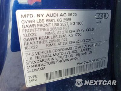 Zdjęcie 13 z 13 samochodu: 2020 AUDI SQ8 PRESTIGE VIN:WA1CWAF16LD025770 - miniatura