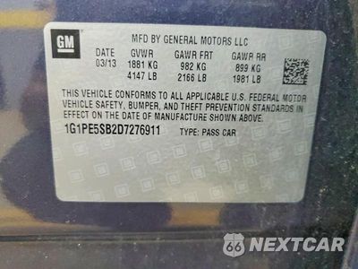Zdjęcie 12 z 12 samochodu: 2013 CHEVROLET CRUZE LT VIN:1G1PE5SB2D7276911 - miniatura