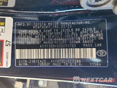 Zdjęcie 12 z 12 samochodu: 2023 TOYOTA CAMRY SE VIN:4T1T11BK6PU093703 - miniatura
