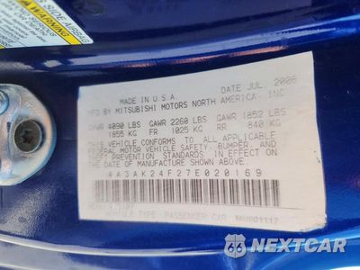Zdjęcie 13 z 13 samochodu: 2007 MITSUBISHI ECLIPSE GS VIN:4A3AK24F27E020169 - miniatura