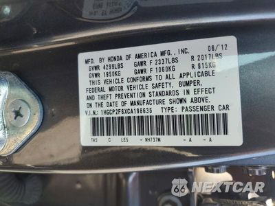 Zdjęcie 12 z 12 samochodu: 2012 HONDA ACCORD SE VIN:1HGCP2F6XCA198635 - miniatura