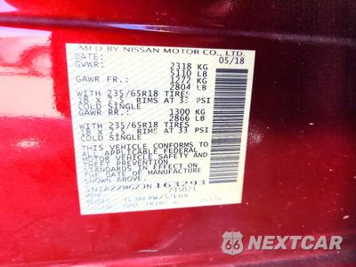 Zdjęcie 13 z 13 samochodu: 2018 NISSAN MURANO SL VIN:5N1AZ2MG2JN163293 - miniatura