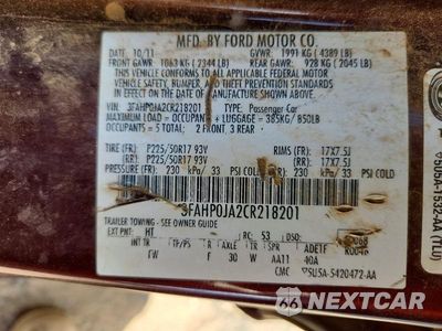 Zdjęcie 12 z 12 samochodu: 2012 FORD FUSION SEL VIN:3FAHP0JA2CR218201 - miniatura