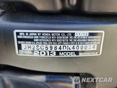 Zdjęcie 9 z 9 samochodu: 2013 HONDA CBR1000 RR-ABS VIN:JH2SC5984DK400036 - miniatura