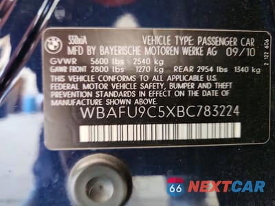 Zdjęcie 12 z 12 samochodu: 2011 BMW 550 XI VIN:WBAFU9C5XBC783224 - miniatura