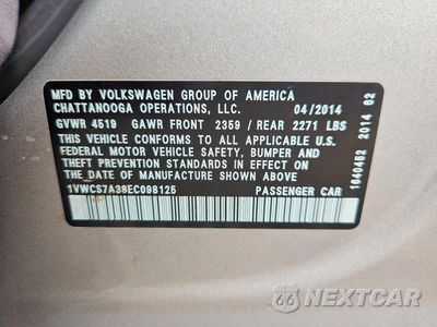 Zdjęcie 13 z 13 samochodu: 2014 VOLKSWAGEN PASSAT SEL VIN:1VWCS7A38EC098125 - miniatura
