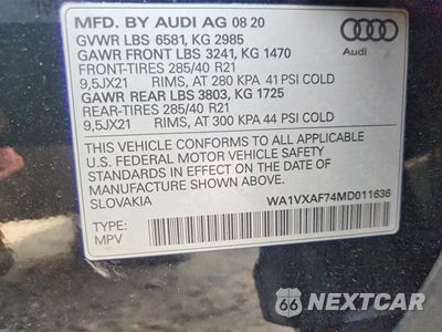 Zdjęcie 13 z 13 samochodu: 2021 AUDI Q7 PRESTIGE VIN:WA1VXAF74MD011636 - miniatura