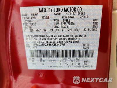 Zdjęcie 13 z 13 samochodu: 2008 FORD ESCAPE XLS VIN:1FMCU02Z48KB34275 - miniatura