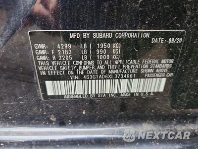 Zdjęcie 12 z 12 samochodu: 2020 SUBARU IMPREZA PREMIUM VIN:4S3GTAD6XL3734061 - miniatura