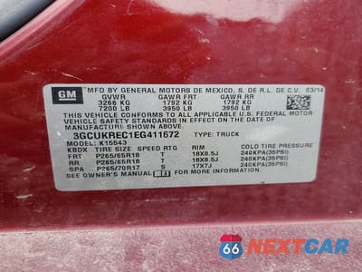 Zdjęcie 12 z 12 samochodu: 2014 CHEVROLET SILVERADO K1500 LT VIN:3GCUKREC1EG411672 - miniatura