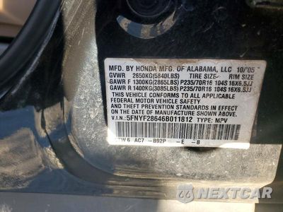 Zdjęcie 14 z 14 samochodu: 2006 HONDA PILOT EX VIN:5FNYF28646B011812 - miniatura