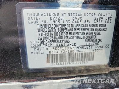 Zdjęcie 12 z 12 samochodu: 2025 NISSAN VERSA SV VIN:3N1CN8EV6SL871365 - miniatura