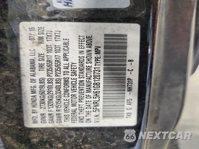 Zdjęcie 13 z 13 samochodu: 2016 HONDA ODYSSEY EXL VIN:5FNRL5H61GB120731 - miniatura