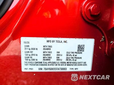 Zdjęcie 12 z 12 samochodu: 2026 TESLA MODEL Y VIN:7SAYGDEE5TA730003 - miniatura