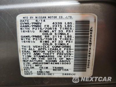 Zdjęcie 13 z 13 samochodu: 2014 NISSAN ROGUE SELECT S VIN:JN8AS5MT4EW618060 - miniatura